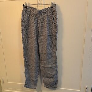 Eileen Fisher Black and White Gingham Cropped Pants